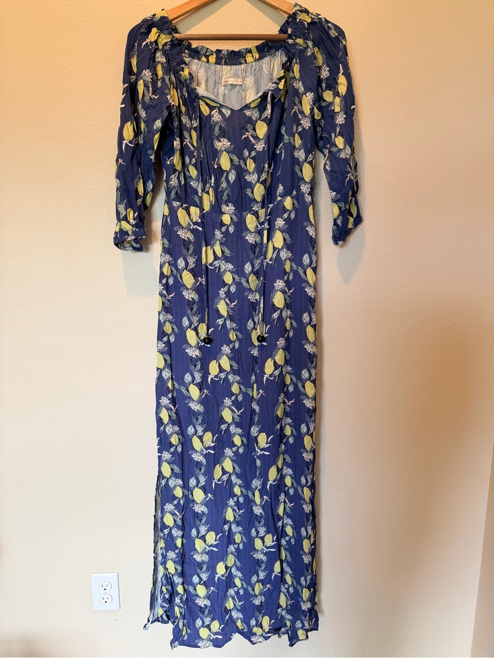 Maria Filó Lemon Print Maxi Dress Size L #0165